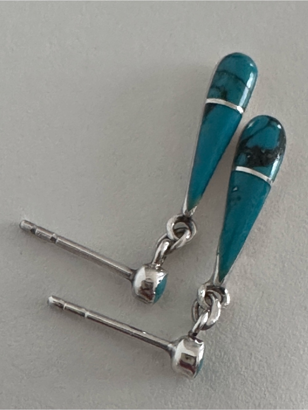 Vintage Natural Turquoise stone Silver Earrings
